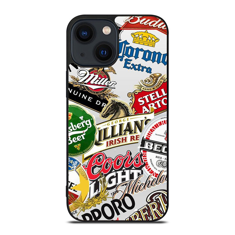 BEER WHISKEY LOGO COLLAGE iPhone 14 Plus Case Cover