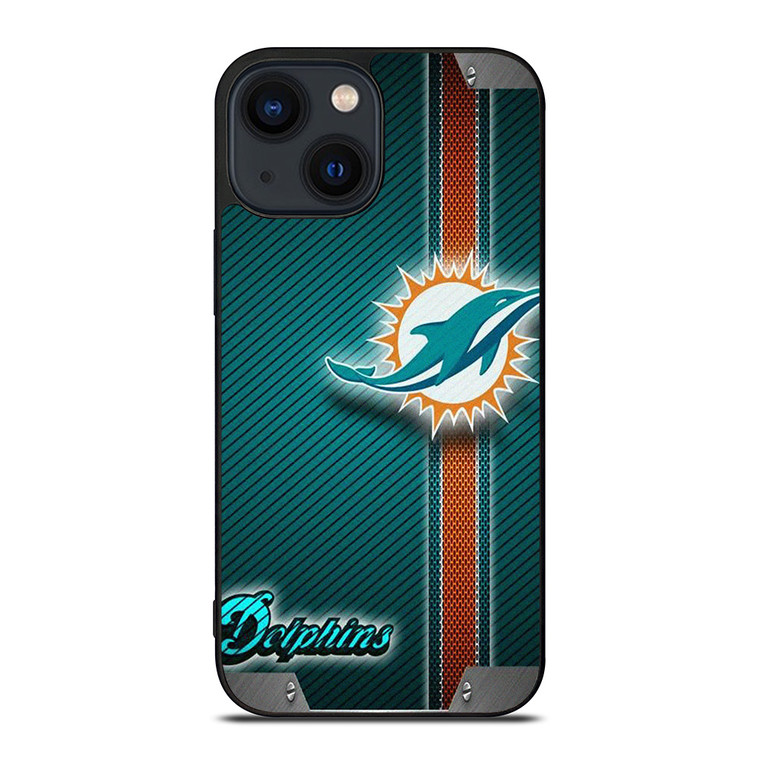 MIAMI DOLPHINS FOOTBALL METAL LOGO 2 iPhone 14 Plus Case Cover MIAMI DOLPHINS FOOTBALL METAL LOGO 2 iPhone 14 Plus Case Cover