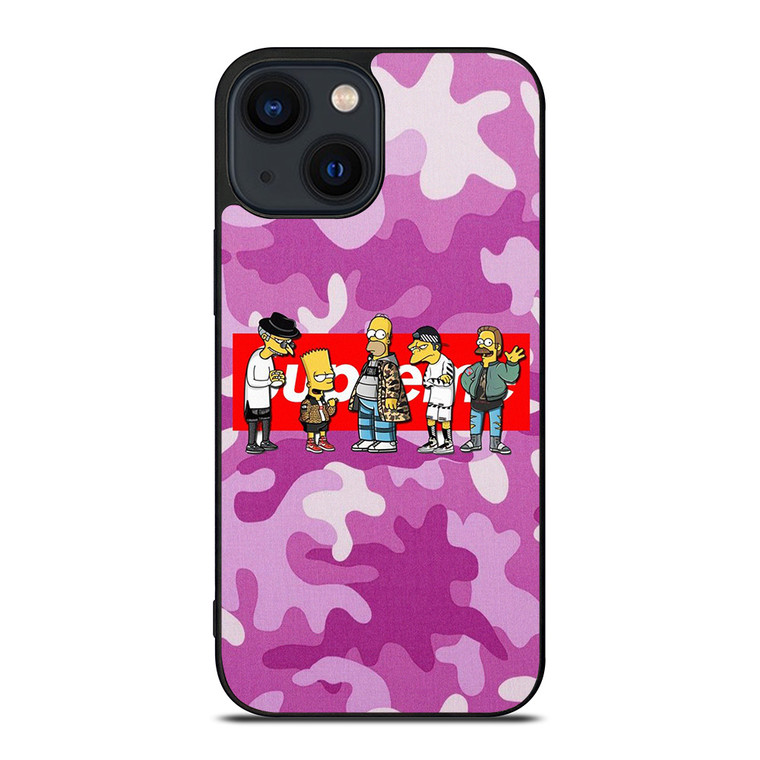 SUPREME THE SIMPSONS CAMO PURPLE iPhone 14 Plus Case Cover