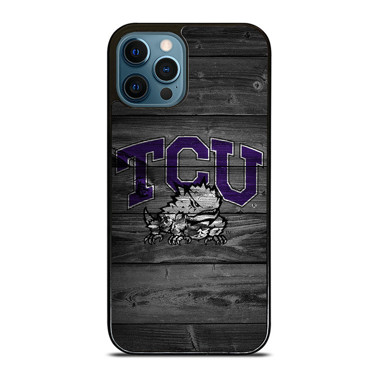 TCU HORNED FROGS FOOTBALL WOOD LOGO  iPhone 12 Pro Max Case Cover