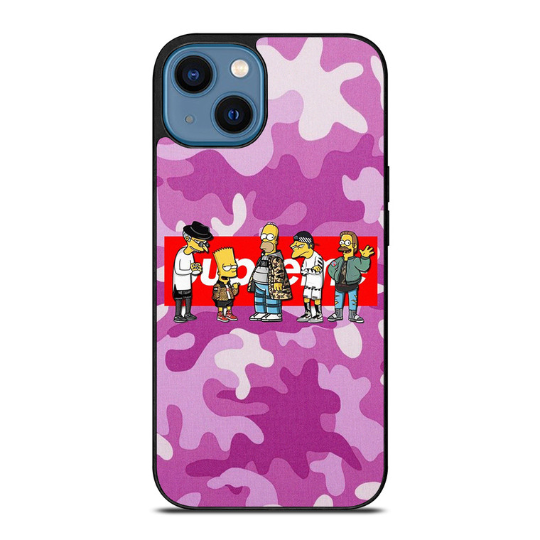 SUPREME THE SIMPSONS CAMO PURPLE iPhone 14 Case Cover