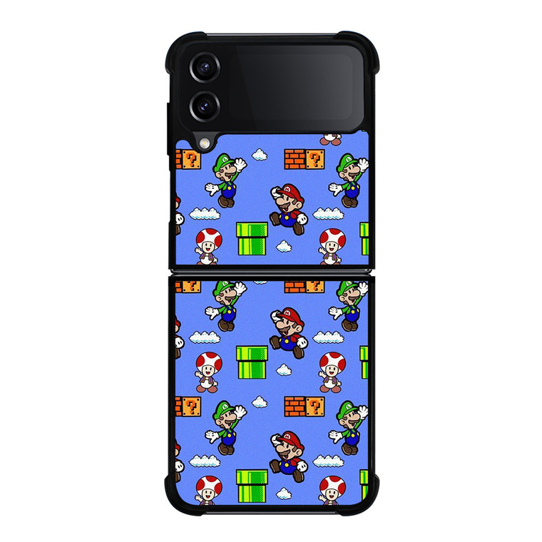 MARIO BROS LUIGI TOAD CUTE PATTERN Samsung Galaxy Z Flip 4 Case Cover