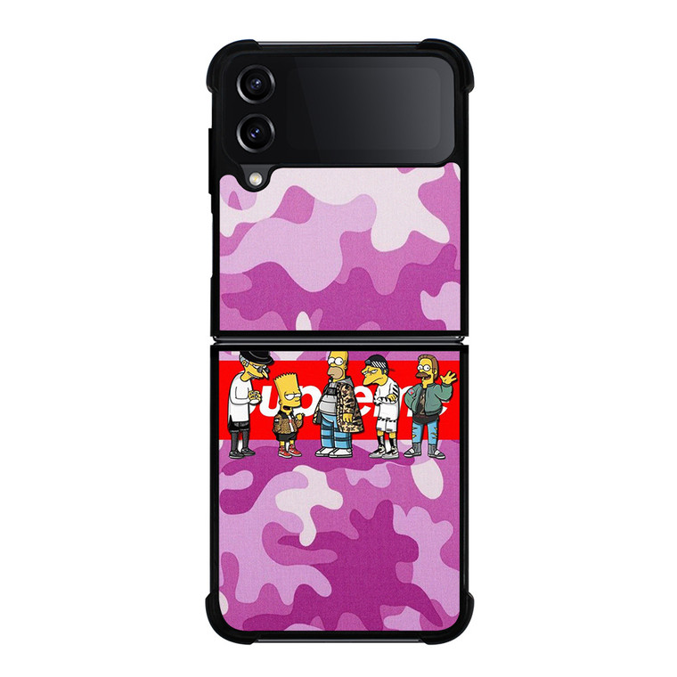 SUPREME THE SIMPSONS CAMO PURPLE Samsung Galaxy Z Flip 4 Case Cover