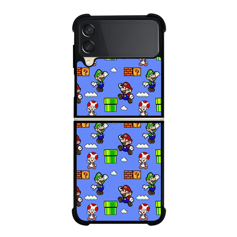 MARIO BROS LUIGI TOAD CUTE PATTERN Samsung Galaxy Z Flip 3 Case Cover