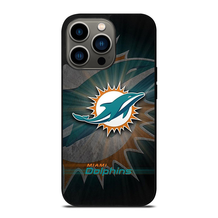 MIAMI DOLPHINS FOOTBALL METAL LOGO iPhone 13 Pro Case Cover