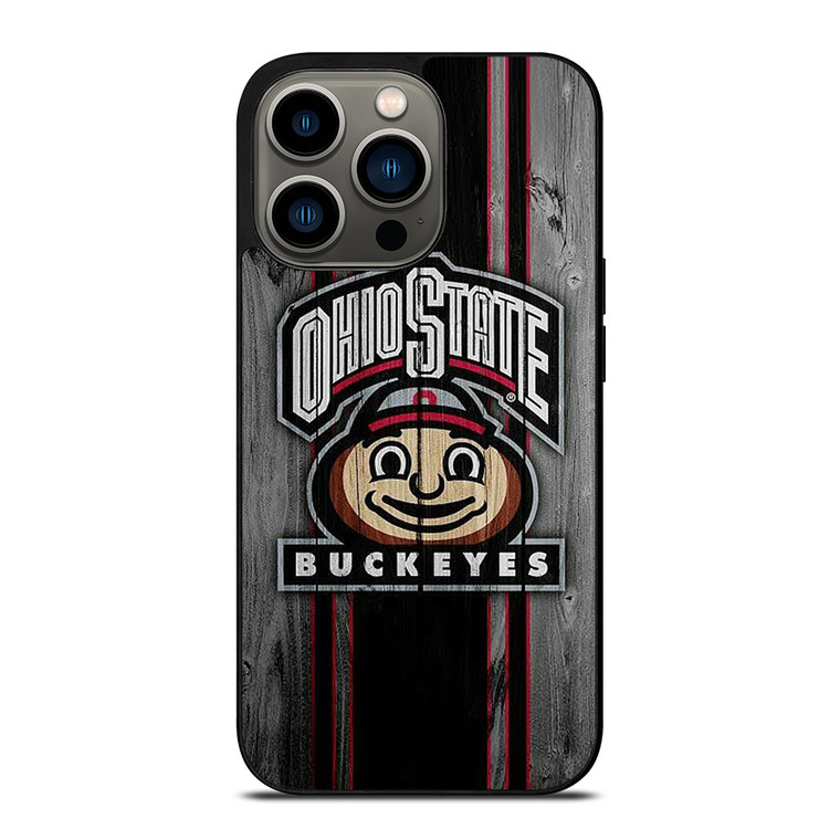 OHIO STATE BUCKEYES WOOD ICON iPhone 13 Pro Case Cover