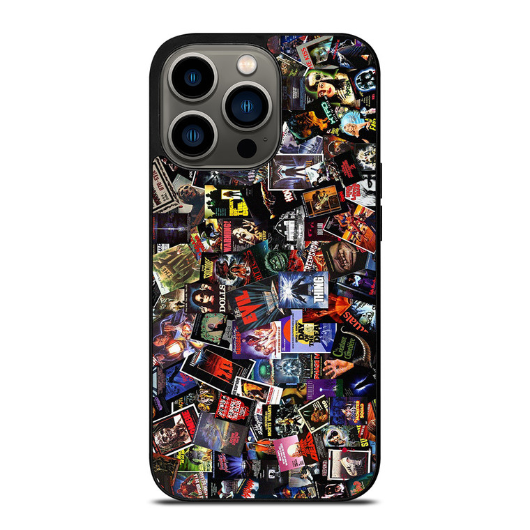 VHS CASSETTE TAPE HORROR MOVIES COLLECTION iPhone 13 Pro Case Cover