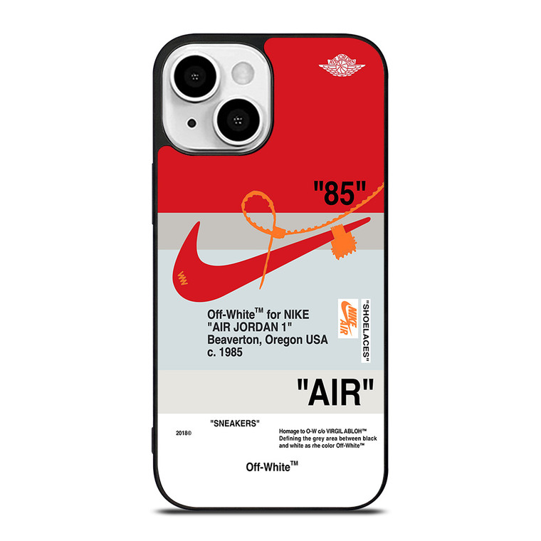 NIKE AIR JORDAN 1 OFF WHITE RED iPhone 13 Mini Case Cover