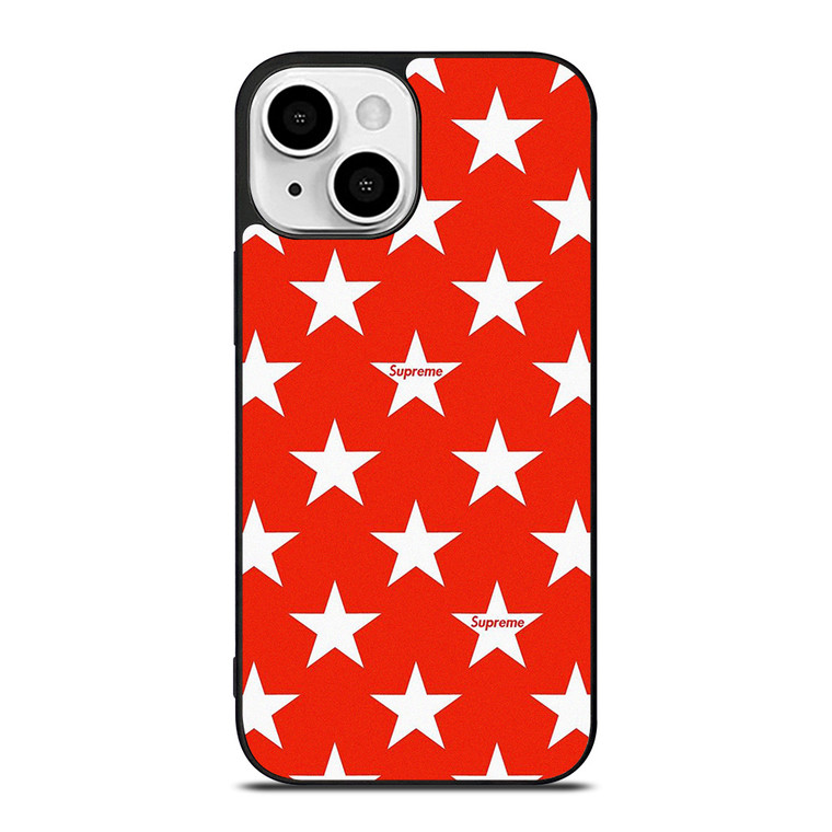 SUPREME STARS PATTERN RED iPhone 13 Mini Case Cover