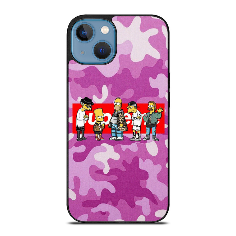 SUPREME THE SIMPSONS CAMO PURPLE iPhone 13 Case Cover SUPREME THE SIMPSONS CAMO PURPLE iPhone 13 Case Cover