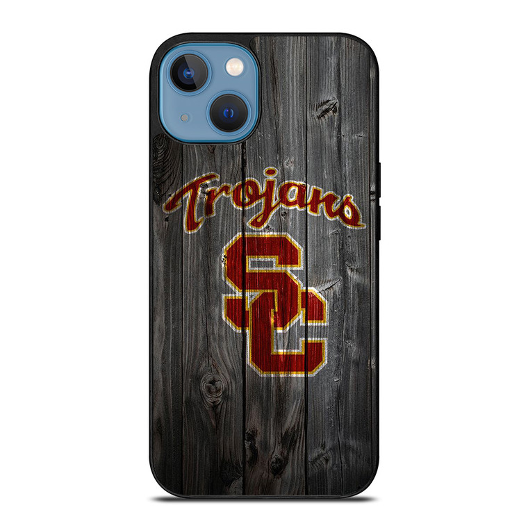 USC TROJANS WOOD LOGO iPhone 13 Case Cover
