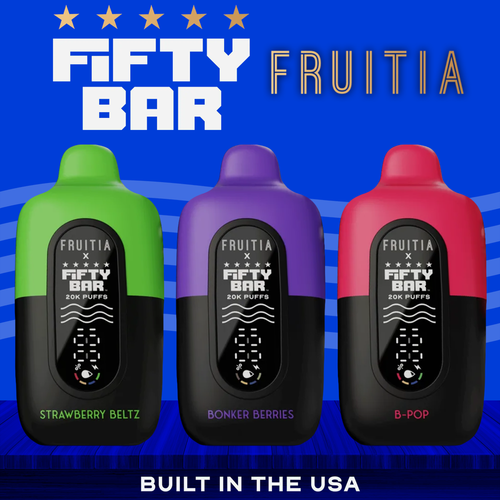 FIFTY BAR X FRUITIA - 20K PUFFS - 5% NIC - 5CT DISPLAY
