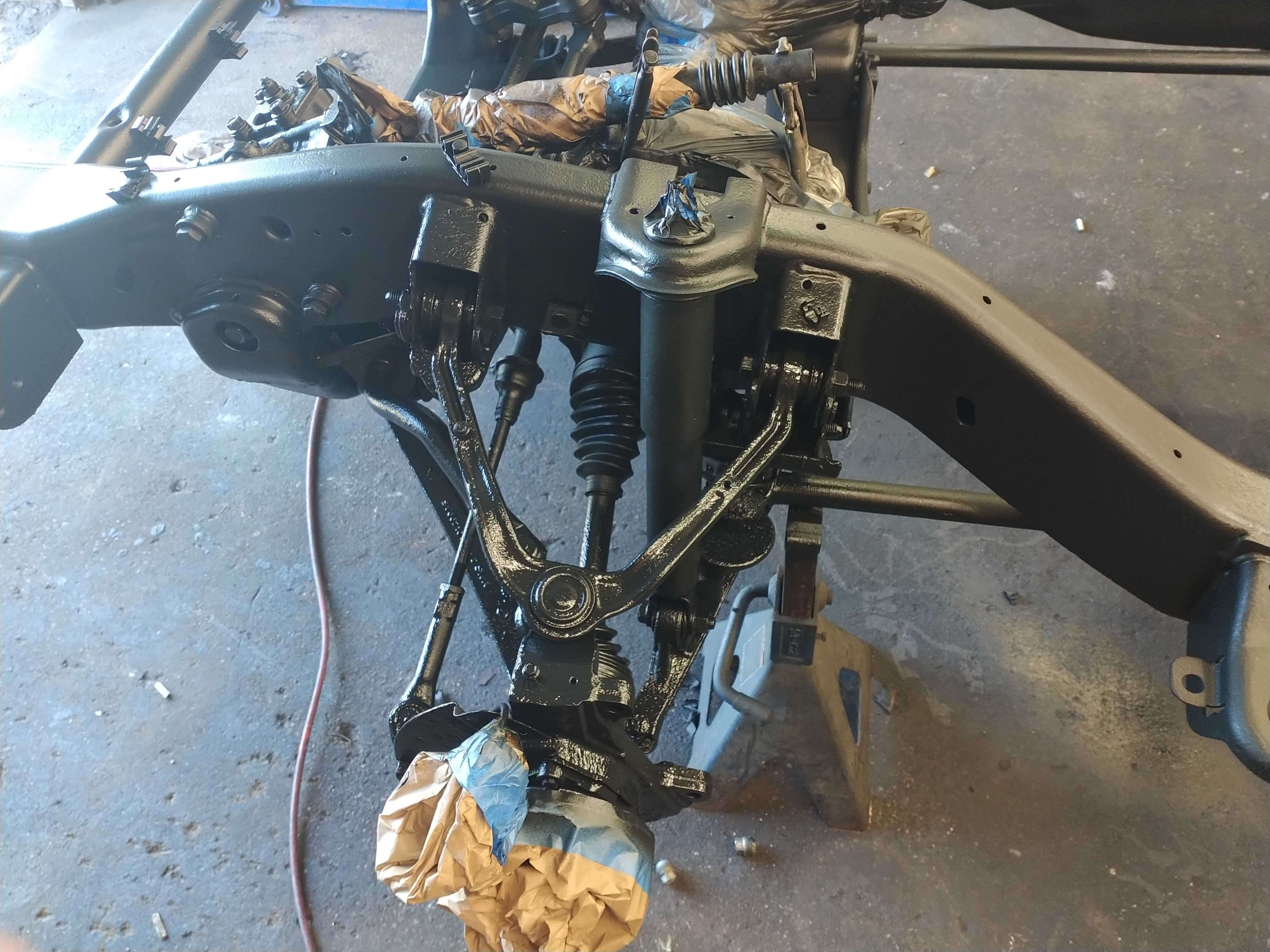 Truck Frame Treated with Black Wax Undercoating in a Can