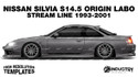 Nissan Silvia S14.5 Origin Labo Stream Line 1993-2001 - Side Car template | Matt