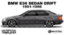 BMW E36 Sedan Drift 1991-1998 - Side Car template | Glossy