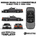 Nissan Silvia S13 Convertible D-Max Type 3 1988-1998 - Full Car template | Matt