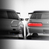 Nissan Silvia S13 Onevia Origin Labo Aggressive Line 1988-1998 - Full Car template | Front and Rear