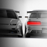 Nissan Silvia S13 Onevia Origin Labo Racing Line 1988-1998 - Full Car template | Front and Rear