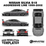 Nissan Silvia S15 Origin Labo Aggressive Line 1999-2002 - Full Car template | Glossy