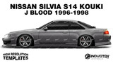 Nissan Silvia S14 Kouki J Blood 1996-1998 - Side Car template | Glossy