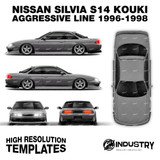 Nissan Silvia S14 Kouki Aggressive Line 1996-1998 - Full Car template | Glossy