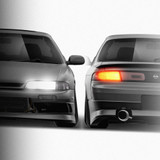 Nissan Silvia S14 Zenki Origin Labo Stream Line 1993-1996 - Full Car template | Front and Rear