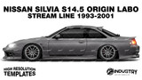 Nissan Silvia S14.5 Origin Labo Stream Line 1993-2001 - Side Car template | Matt