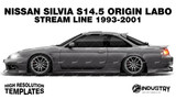 Nissan Silvia S14.5 Origin Labo Stream Line 1993-2001 - Side Car template | Glossy