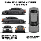 BMW E36 Sedan Drift 1991-1998 - Full Car template | Glossy