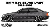 BMW E36 Sedan Drift 1991-1998 - Side Car template | Matt