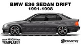 BMW E36 Sedan Drift 1991-1998 - Side Car template | Glossy
