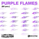 Purple Flames Pack – 80 Vector Elements | No Effects
