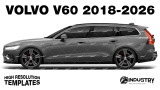 Volvo V60 2018-2026 - Side Car template | Glossy