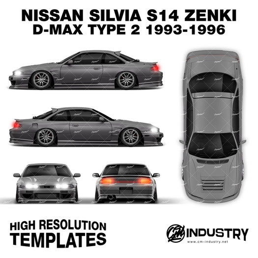 Nissan Silvia S14 Zenki D-Max Type 2 1993-1996 - Full Car template | Matt