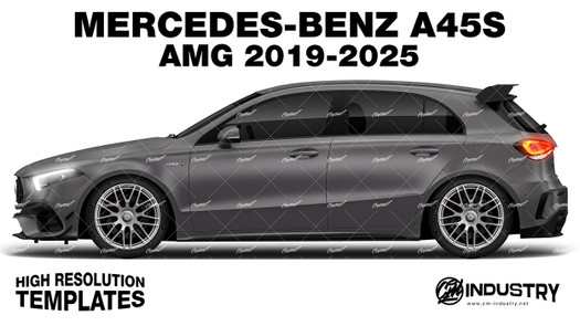 Mercedes-Benz A45S AMG 2019-2025 - Side Car template | Matt