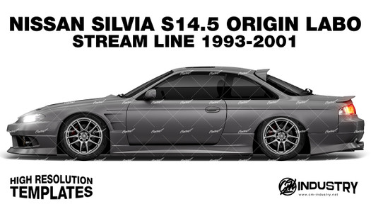 Nissan Silvia S14.5 Origin Labo Stream Line 1993-2001 - Side Car template | Matt