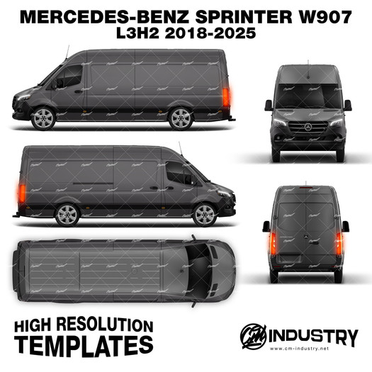 Mercedes-Benz Sprinter W907 L3H2 2018-2025 - Full Car template | Matt