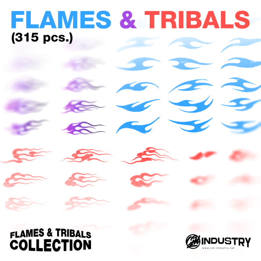 All Flames & Tribals Pack – 315 Vector Elements | No Effects