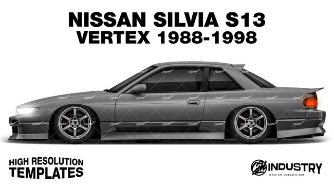 Nissan Silvia S13 Vertex 1988-1998 - Side Car template | Matt