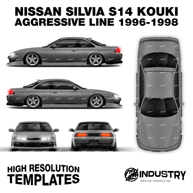 Nissan Silvia S14 Kouki Aggressive Line 1996-1998 - Full Car template | Matt