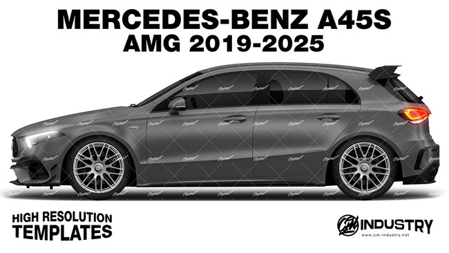 Mercedes-Benz A45S AMG 2019-2025 - Side Car template | Matt