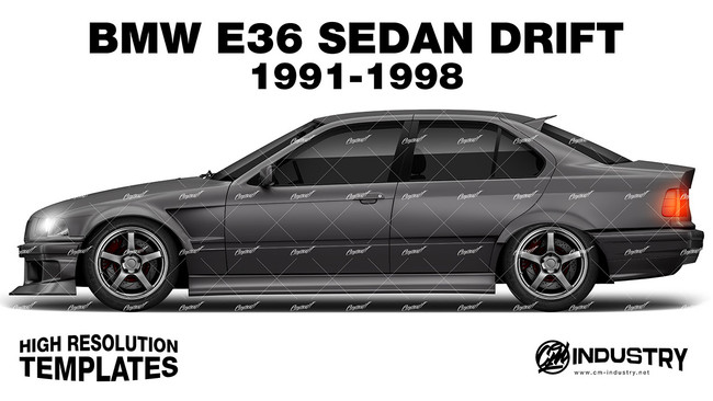 BMW E36 Sedan Drift 1991-1998 - Side Car template | Matt