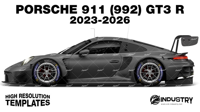 Porsche 911 GT3 R (992) 2023-2026 - Side Car template | Matt