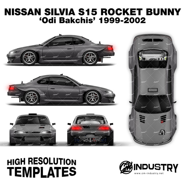 Nissan Silvia S15 Rocket Bunny 'Odi Bakchis' 1999-2002 - Full Car template | Matt