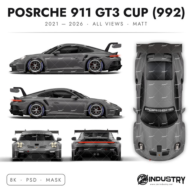 Porsche 911 GT3 Cup (992) 2021-2026 - Full Car template | Matt