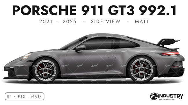 Porsche 911 GT3 992.1 2021-2026 - Side Car template | Matt