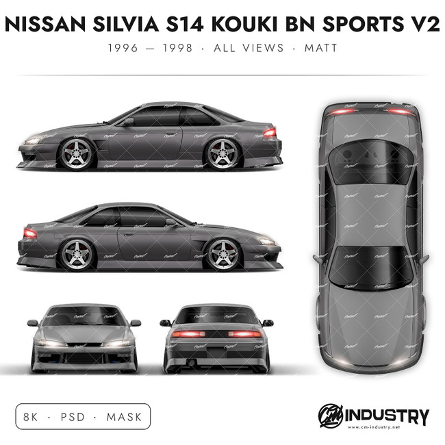 Nissan Silvia S14 Kouki BN Sports V2 1996-1998 - Full Car template | Matt