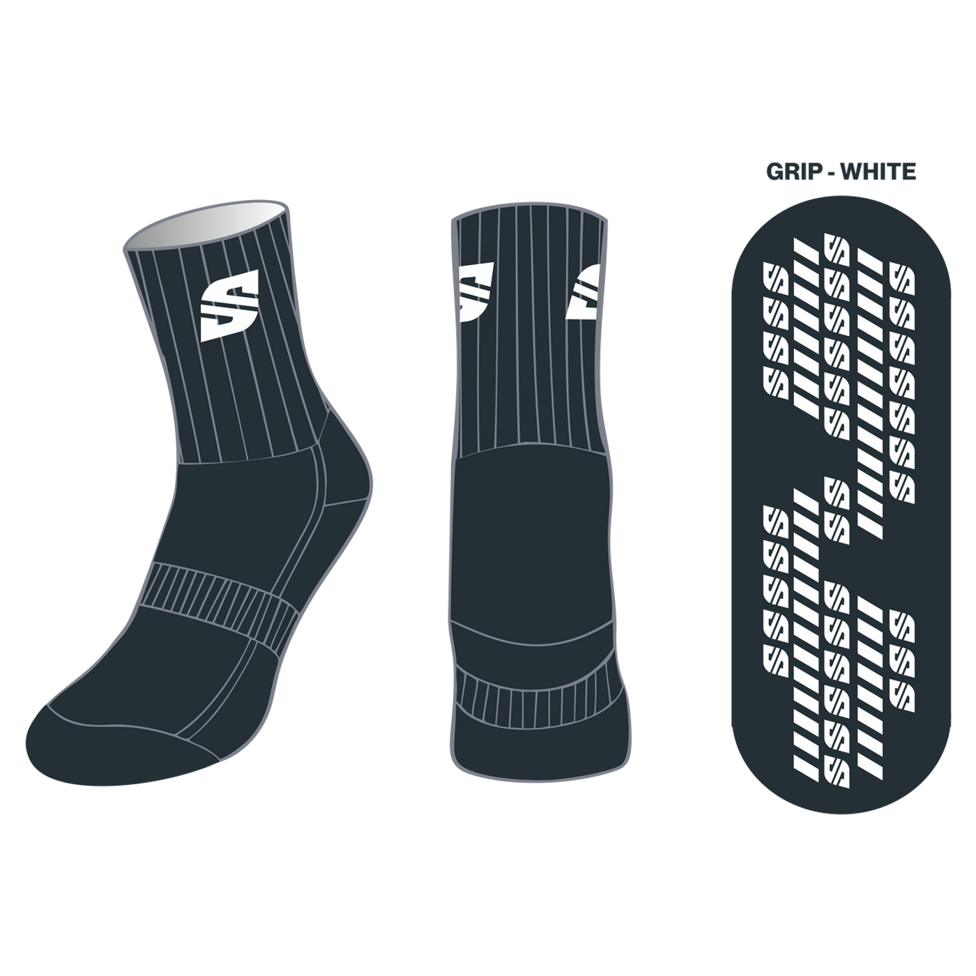 SM Black Crew Grip Socks