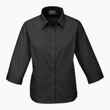 black Womens Base 3 quarter Sleeve Shirt