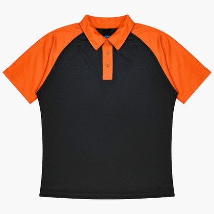 black orange manly polo